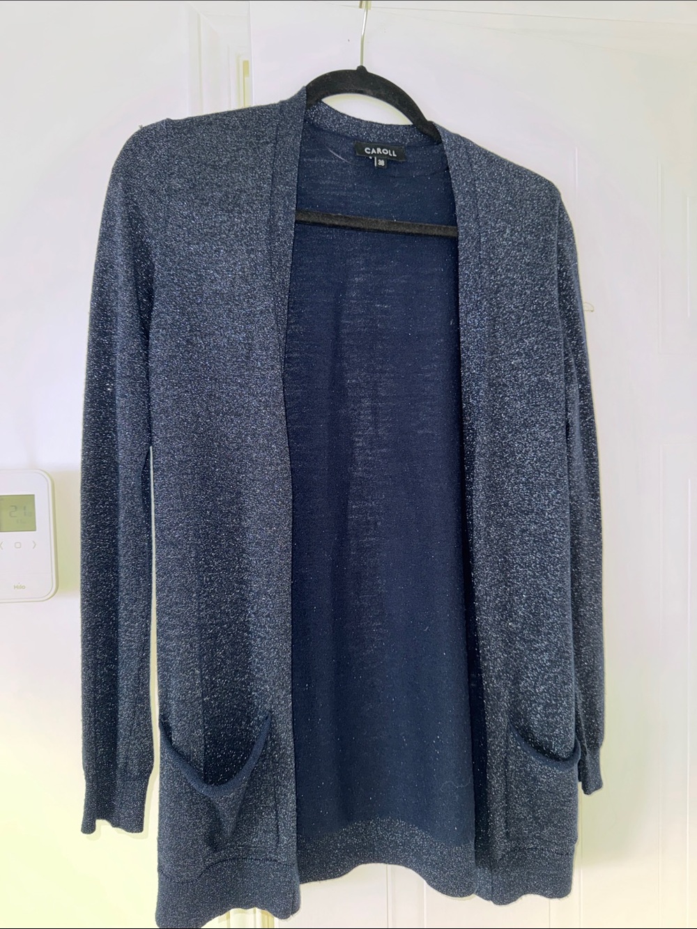 Women's Open Front Navy Sparkle Cardigan